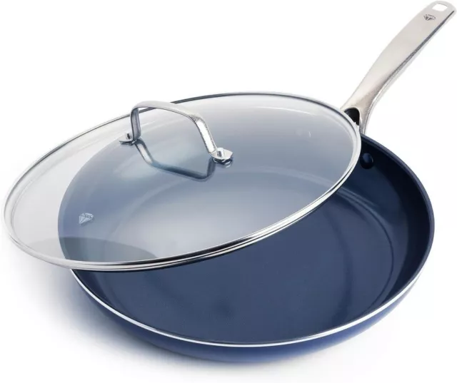 Blue Diamond Cookware 30cm Frying Pan with Lid Diamond Infused Ceramic Nonstick