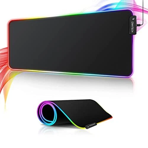 Tapis de Souris de Gaming RVB XL 800 x 300 mm Grand avec 14 Modes d'éclairage...