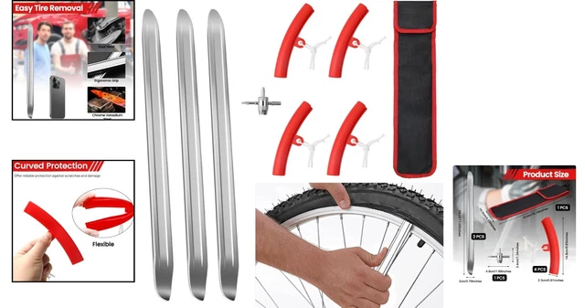 Boenoea Démonte-Pneu Vélo En Acier Inoxydable - Leviers Tire-Pneu Solides Pour Réparation VTT, Moto Et Scooter Outils Réparation Bicyclette