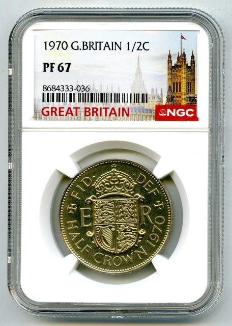 NGC PF66 1970年 イギリス 1/2クラウン プルーフ 1970 GREAT BRITAIN 1/2 ( Half ) Crown Ngc Pf67 Proof Coin - Last
