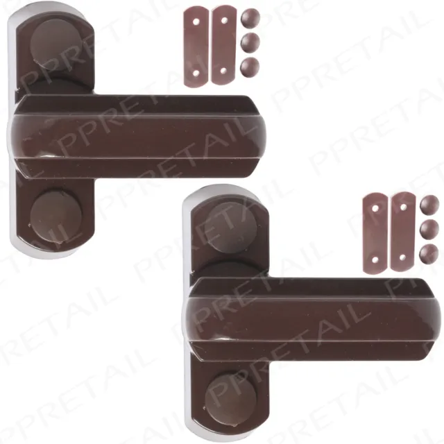 WINDOW SWING ARM 2X Door Security Lock Catches Blocker Sash Jammer Brown Upvc Uk