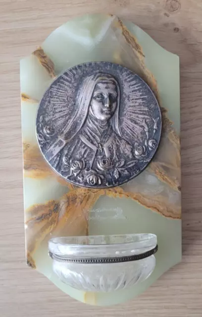 Acquasantiera Proiettore Anni La Vergine IN Marmo E Ottone
