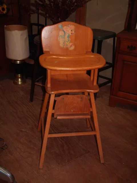 1950 S VINTAGE CHILD High Chair Oak Wood 18 X 18 X 40 Height 175.00 PicClick