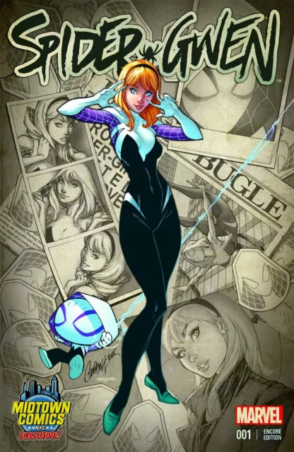 SPIDER-GWEN 1 J SCOTT CAMPBELL VARIANT NM 2nd PRINT MIDTOWN ENCORE SPIDERMAN