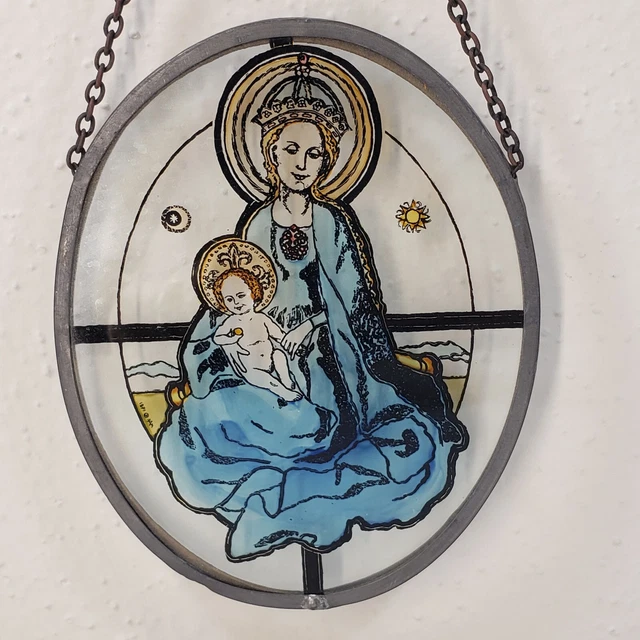 VIDRIO DE COLECCIÓN RECEPTOR SOLAR Bebé Religioso Jesús Virgen Cristianismo