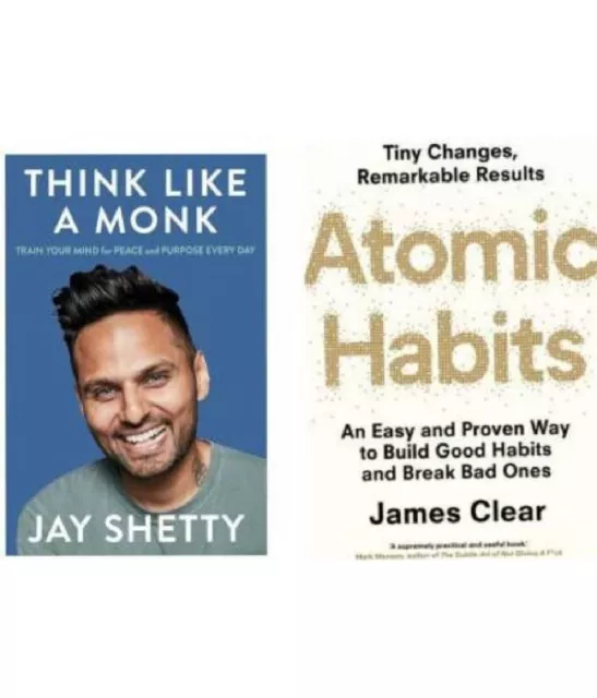 2 Libros Juego: Think Like A Monk & Atomic Habits (Inglés, Libro en Rústica)