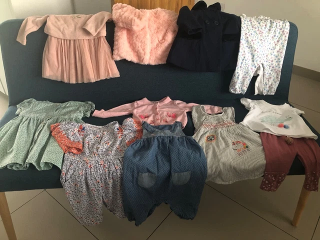 Large Bundle of Baby Girls Clothes Size 3/6 months, including coats.