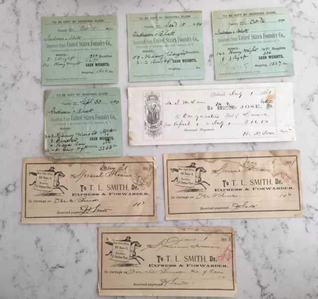Antique Paper Ephemera Group Lot Various Receipts Bill Of Sale Tl Smith Express