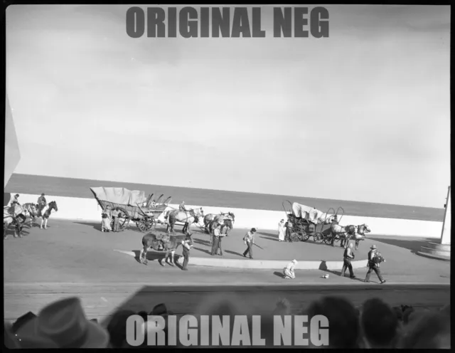1940s Orig 4x5 Negative CONESTOGA Wheels A Rolling Pageant CHICAGO RAILROAD FAIR