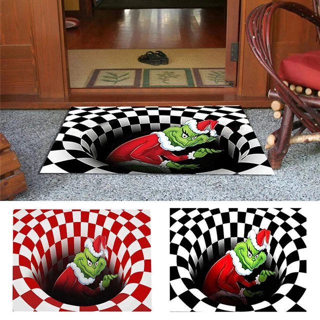 GRINCH'S GRID 3D Optical Illusion Rug Vortex Bottomless Hole Mat ...