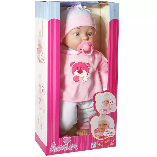 Puppe Amia Weinbaby Schnuller 36 cm Kleidung Accessoires Spielzeug Toys B-WARE