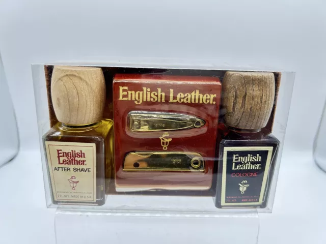 Vintage Dana English Leather Cologne and After Shave Set 1.7Oz Ea