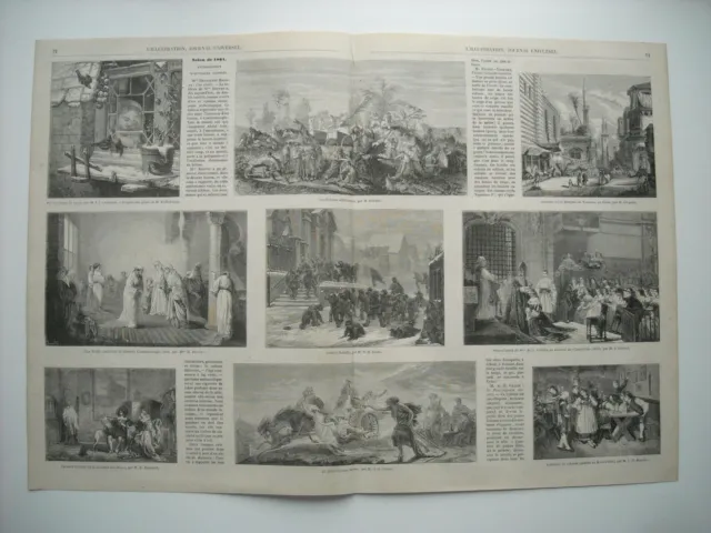 Gravure 1861. Salon 1861. Oeuvres Par Hamman. Glaize. Marchal. Crapelet. Caraud.