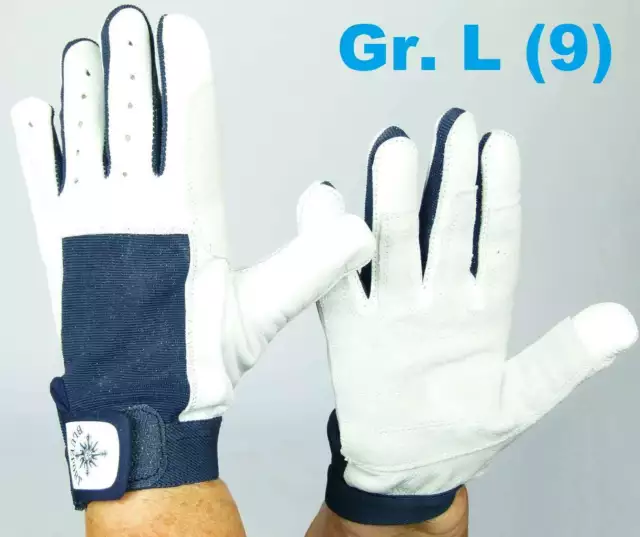 BluePort Arbeitshandschuhe Segelhandschuhe Gr. L (9) Leder Stretch Handschuhe