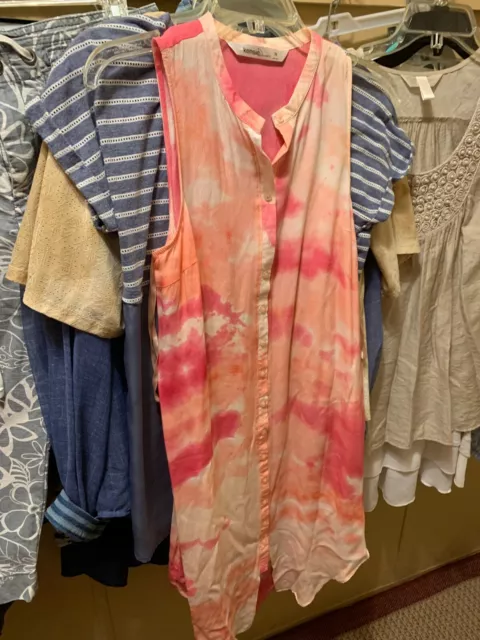 Kensie sz med peach pinks sleeveless longer tunic top or dress