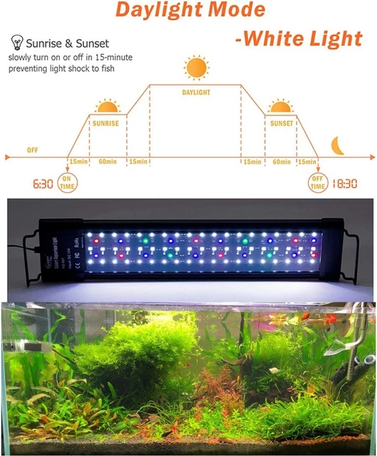 LED Aquarium Light Extendable Dimable 7 Colors Full Spectrum for Freshwater Tank 4