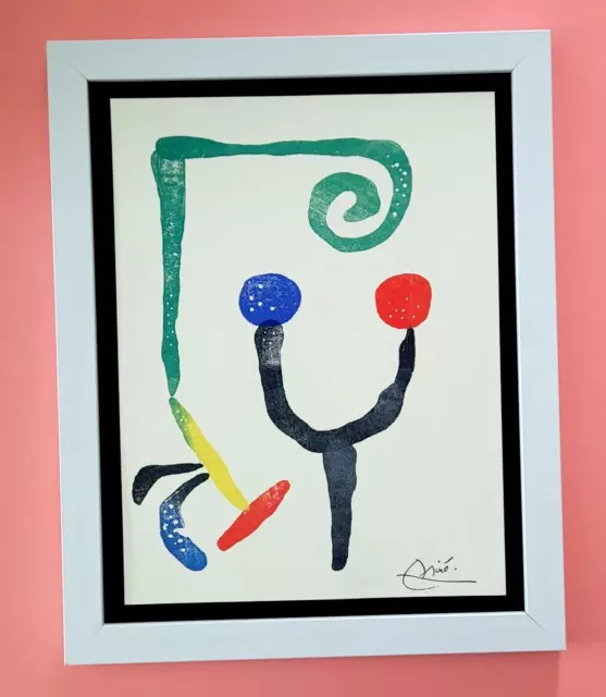 JOAN MIRO + 1971 BEAUTIFUL SIGNED PRINT MOUNTED AND FRAMED 11x14in + BUY NOW!!
