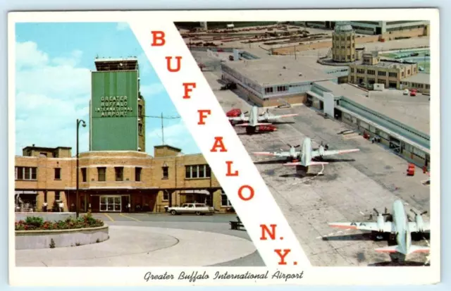 GREAT BUFFALO INTERNATIONAL AIRPORT, New York NY ~ Airplanes ca 1960s  Postcard
