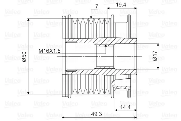 VALEO Generatorfreilauf Ø 50 mm (588049) für MERCEDES-BENZ M-Klasse G-Klasse