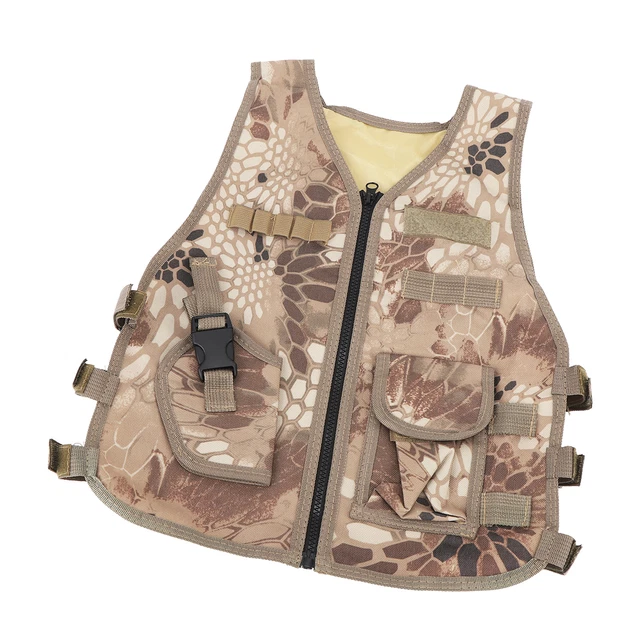 Training Vest Kids Vest Costume V Neck Zipper Design Brown 600D Oxford Cloth