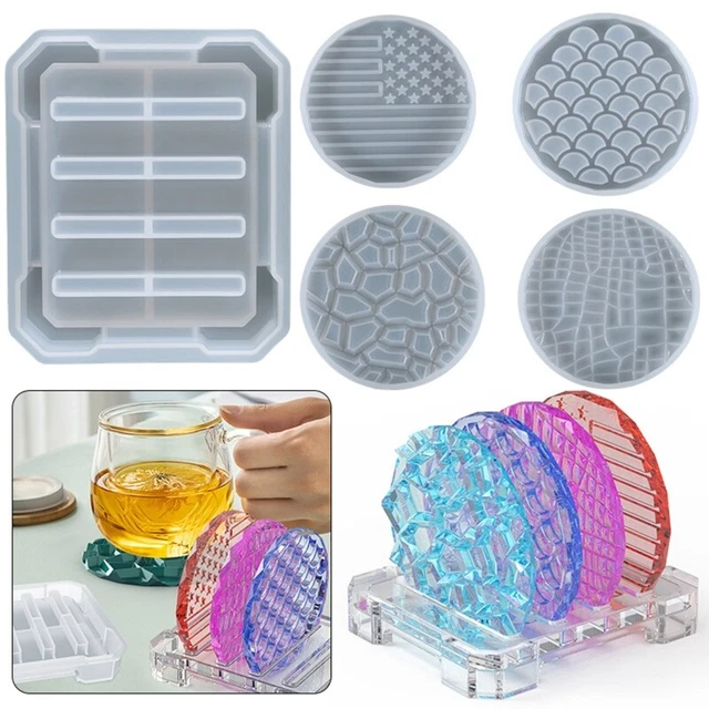 Resin Molds Silicone Irregular Round Shape Coaster Mold Epoxy Resin Casting Mold 2