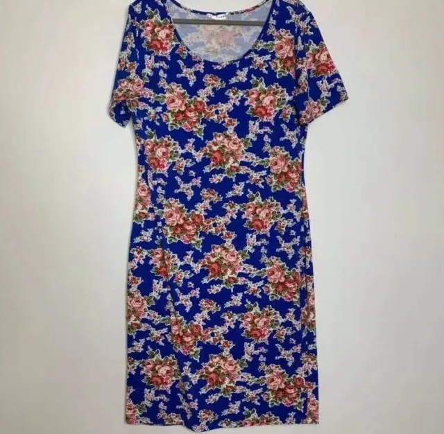 Tomsware Women’s Dress Short Sleeve Scoop Neck Floral Plus Sz 2X