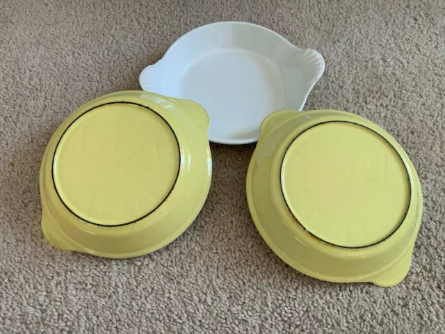 Lot of 3 Le Creuset Round yellow Enamel #3 Cast Iron Au Gratin Casseroles 6.5"