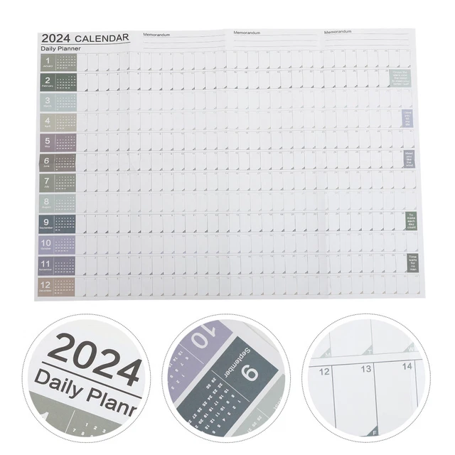 YEARLY CALENDAR WALL Academic Desk 2024 Tear off Office Blank Desktop £ ...