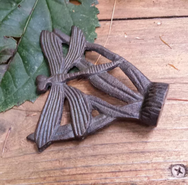 VTG Cast Iron Metal Dragonfly Primitive Lamp Finial ? Ornate Victorian Rustic
