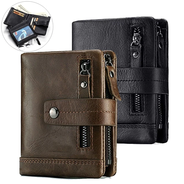 ​​Men's Genuine Leather Wallet RFID Bifold Slim Credit Card Holder Pocket Purse