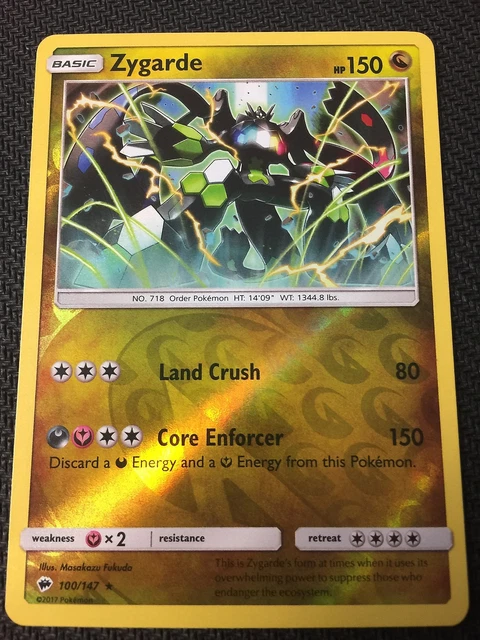 Pokemon : SM BURNING SHADOWS ZYGARDE 100/147 RARE HOLO REVERSE