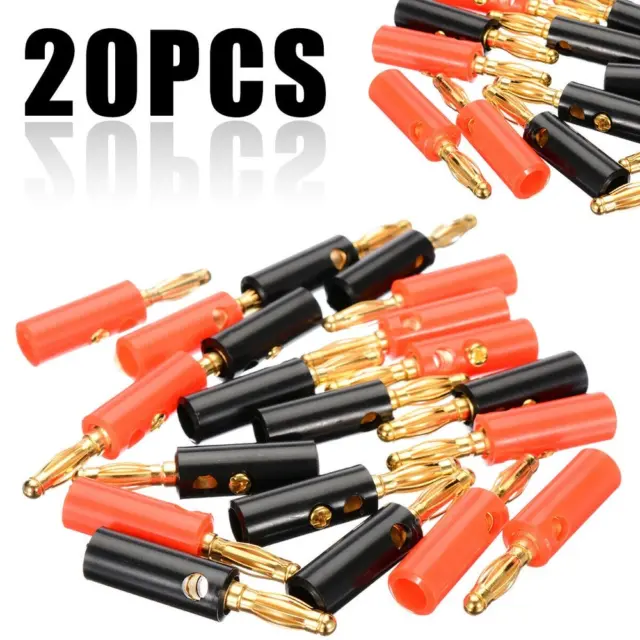 20pcs 4mm Gold Plated Banana Plug Audio Speaker Connector Adapter