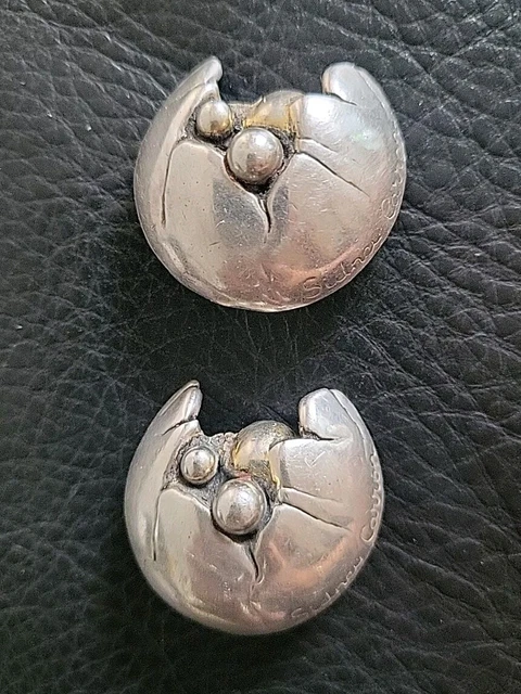 Boucles D'Oreilles Anciennes Créateur - Clips Métal Argente Et Strass