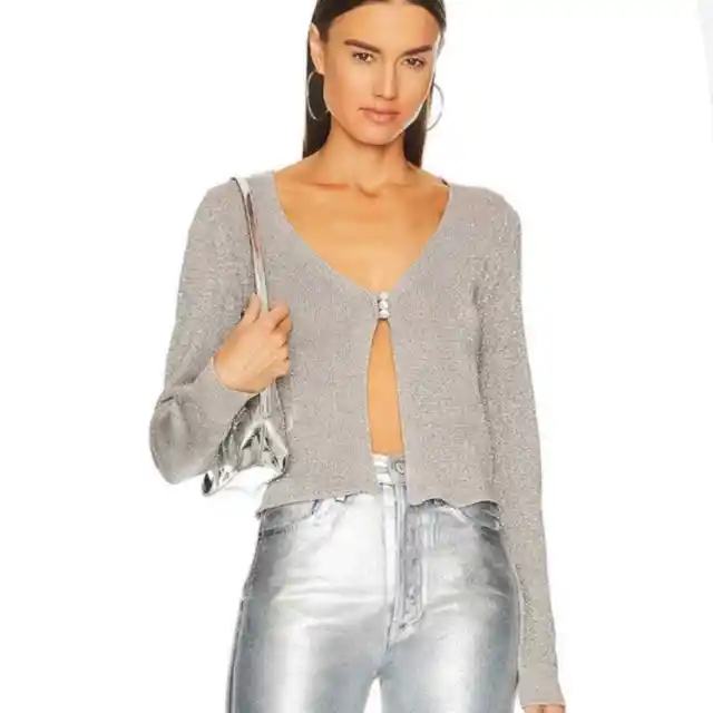 Free People Emmaline Cardi Top in Silver Springs Large