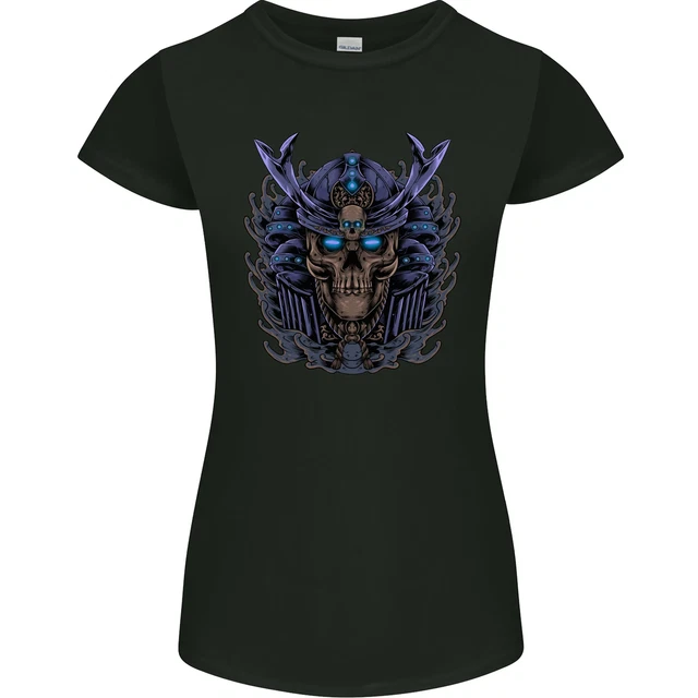 T-shirt Samurai Skull MMA Arti Marziali Palestra Allenamento Donna Petite Cut