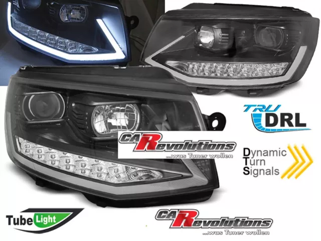 Led Tagfahrlicht dynamisch für VW T6  2015-2019 Scheinwerfer Set schwarz