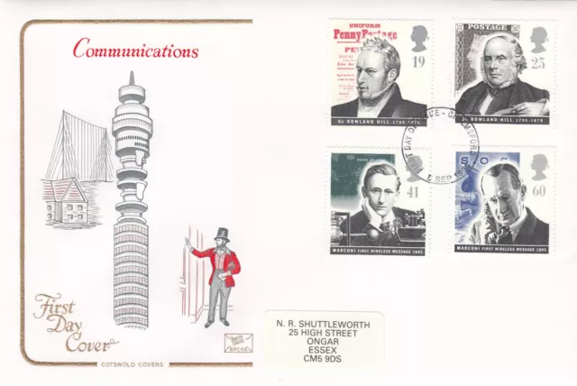 (13041) Communications Hill / Marconi GB Cotswold FDC Chelmsford (relevant) 1995