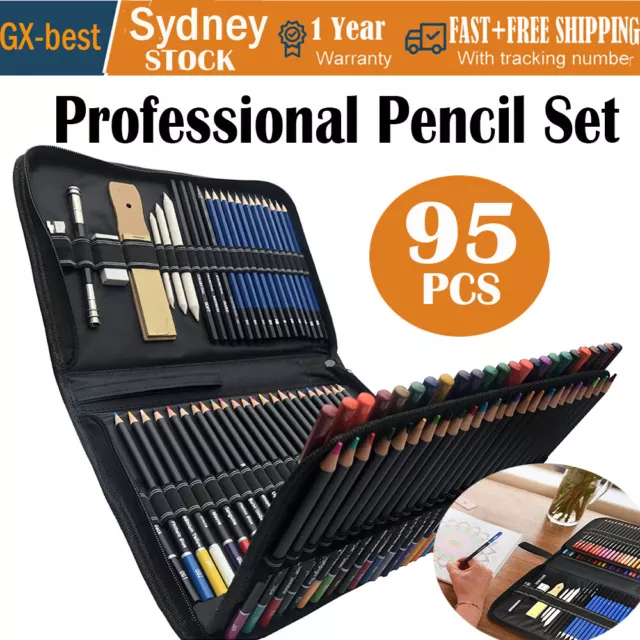 95PCS Professional Drawing Sketch Pencil Set Charcoal Eraser Art Painting Kit