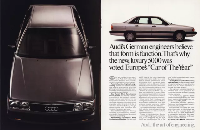 1984 Audi 5000: German Engineers Form Is Function Vintage Print Ad