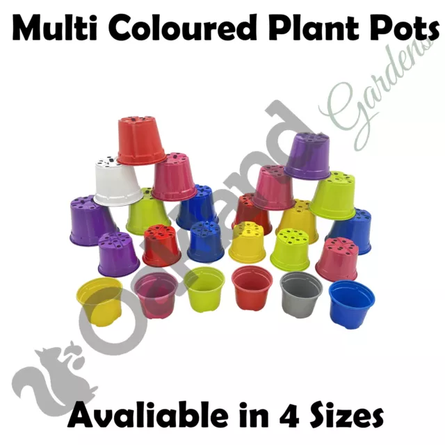 Multi Coloured Plastic Plant Pots Nursery Pot Multicoloured 9cm 10.5cm 13cm 14cm