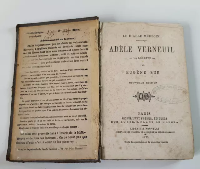 EUGÈNE SUE - Le diable médecin : Adèle Verneuil - La lorette - 1873