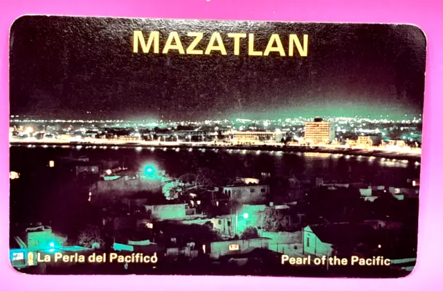 Vintage Postcard Night View Bay of Mazatlan Mexico Pearl of the Pacific 80s