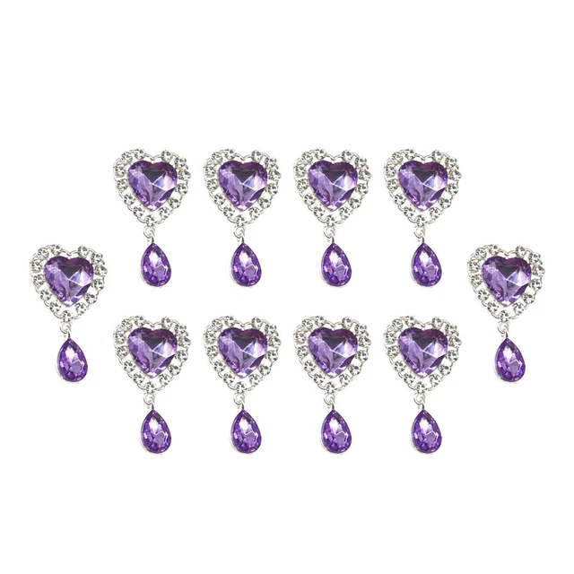 10 Stück Strass-Herz-Anhänger-Charms, Legierung, Strass-Charms, Zubehör,