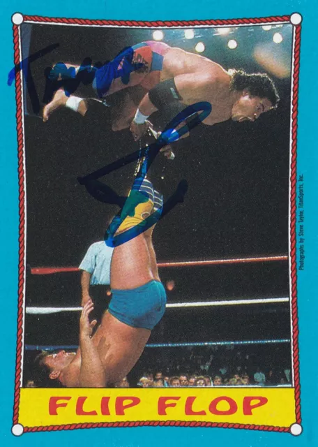Jacques Rougeau & The Tonga Kid Tama Signed 1987 Topps WWF Card 29 WWE Autograph