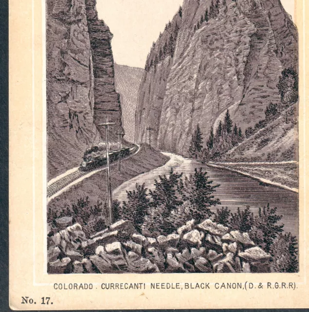 D & RGRR 1890s Colorado Black Canyon Train Photo-Lith Dr Hartman Cure Trade Card