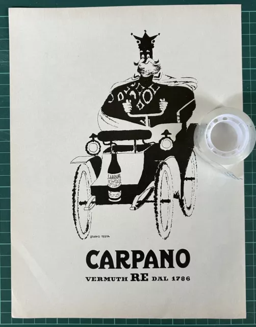 Rara Pubblicità CARPANO Vermuth RE dal 1786 by Studio TESTA 1956
