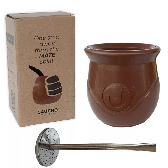 GAUCHO-MARKET Urban Yerba Mate Gourd Cup Set. Unique Self Cleaning Yerba take ou