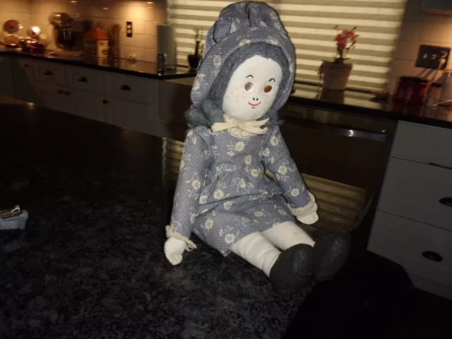 Vintage HAND MADE HOLLY HOBBIE 19" Plush Stuffed Rag Doll Toy -1970's