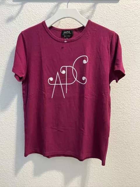 A.P.C. Womens Crew Tee In Burgundy Size M