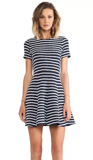 Theory Mini Dress Knit Navy & White Stripe Fit & Flare UK 8 US 4 Albita Woven